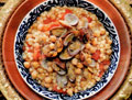 Zuppa di ceci, fregola sarda e vongole